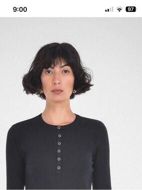 Henley style knit crew neck by Paper Label.